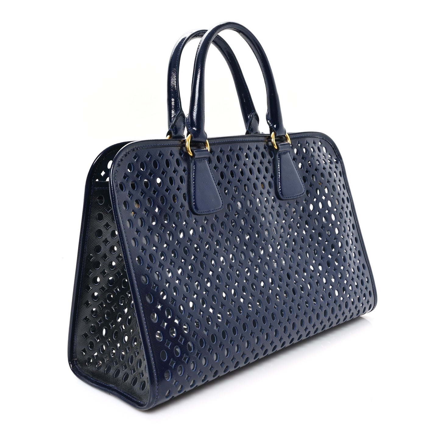 Saffiano Vernice Perforated Tote Royal