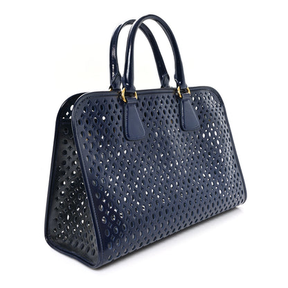 Prada Saffiano Vernice Perforated Tote Royal 4 of 11
