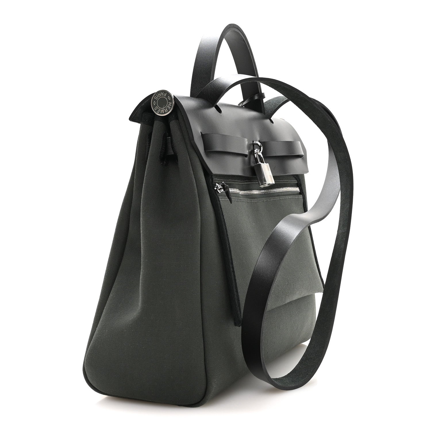 Hermes Toile Militaire Vache Hunter Laque Herbag Zip Retourne PM 31 Vert Mangrove Black 4 of 12