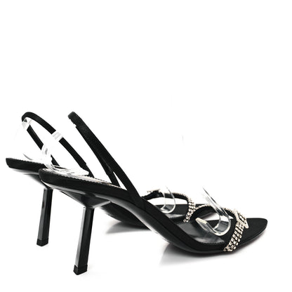 Saint Laurent Crepe Satin Rendez Vous Slingback Sandals  38 Black 5 of 8