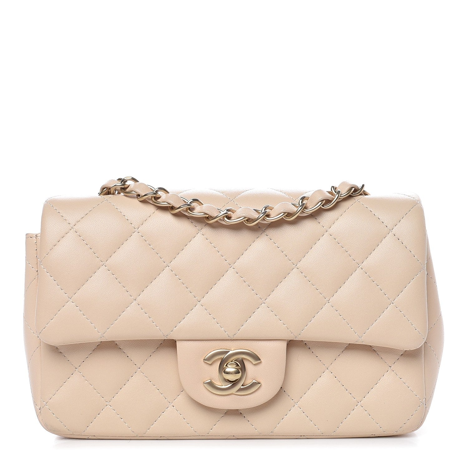 Chanel Lambskin Quilted Mini Rectangular Flap Beige 1 of 13