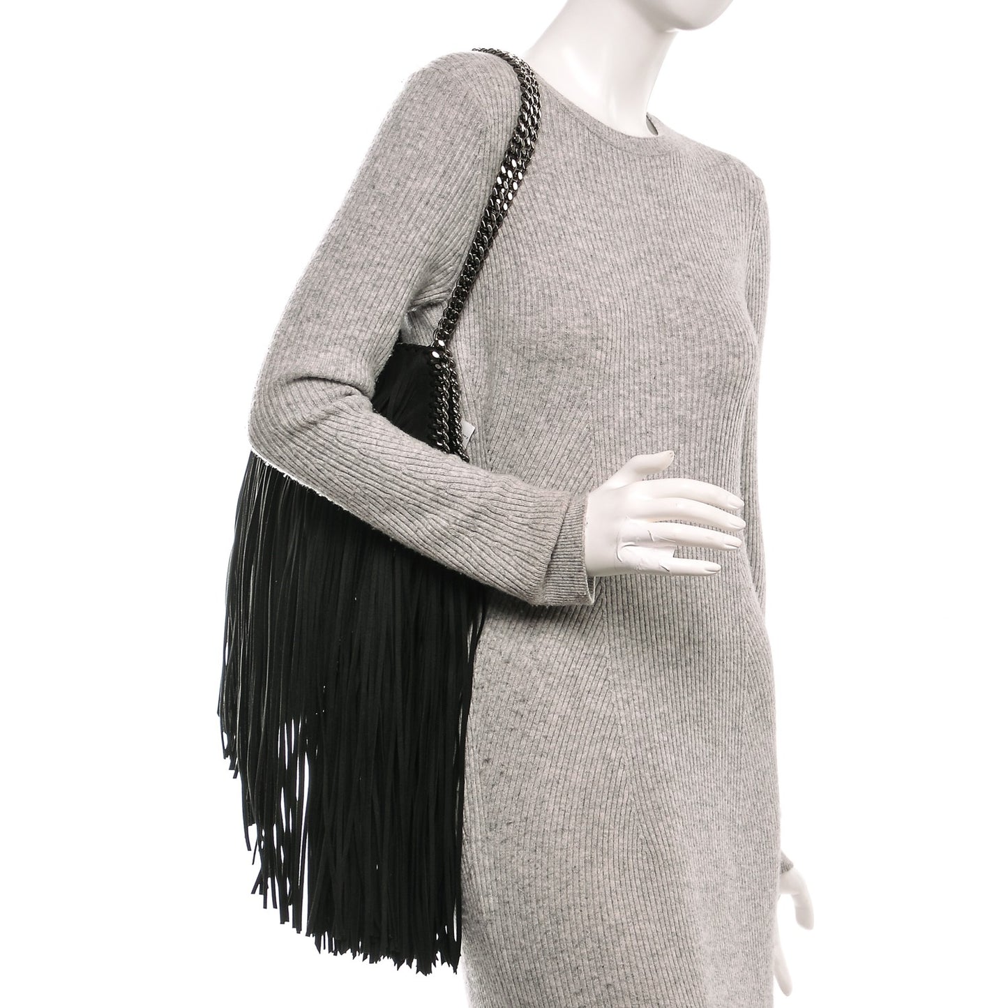 Eco Suede Fringe Falabella Tote Black
