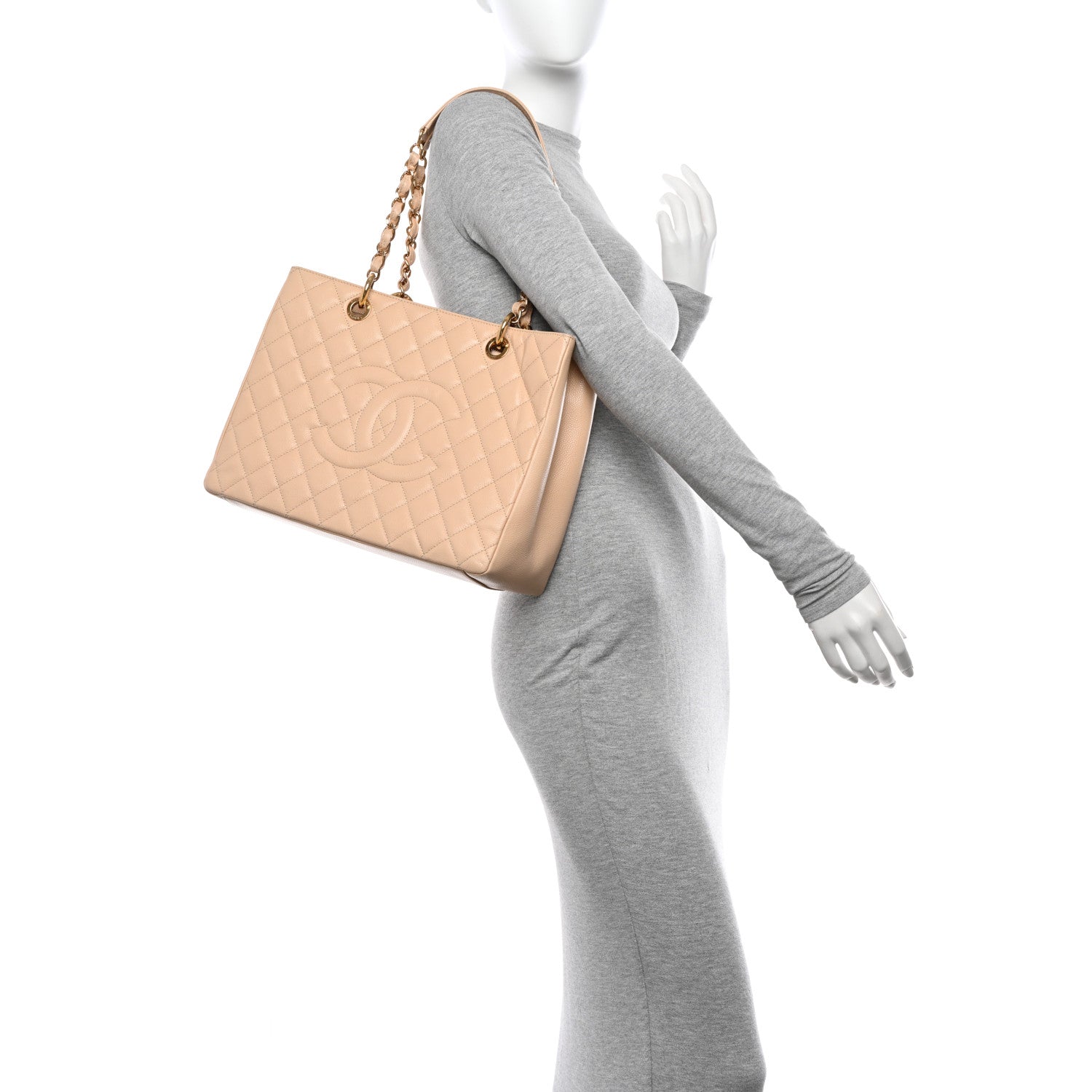 Chanel Caviar Quilted Grand Shopping Tote GST Beige 2 of 11