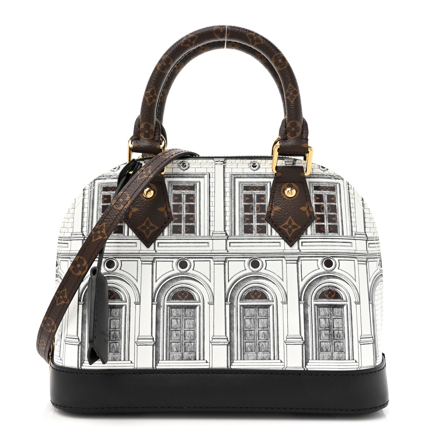 X FORNASETTI Calfskin Architettura Alma BB Black White