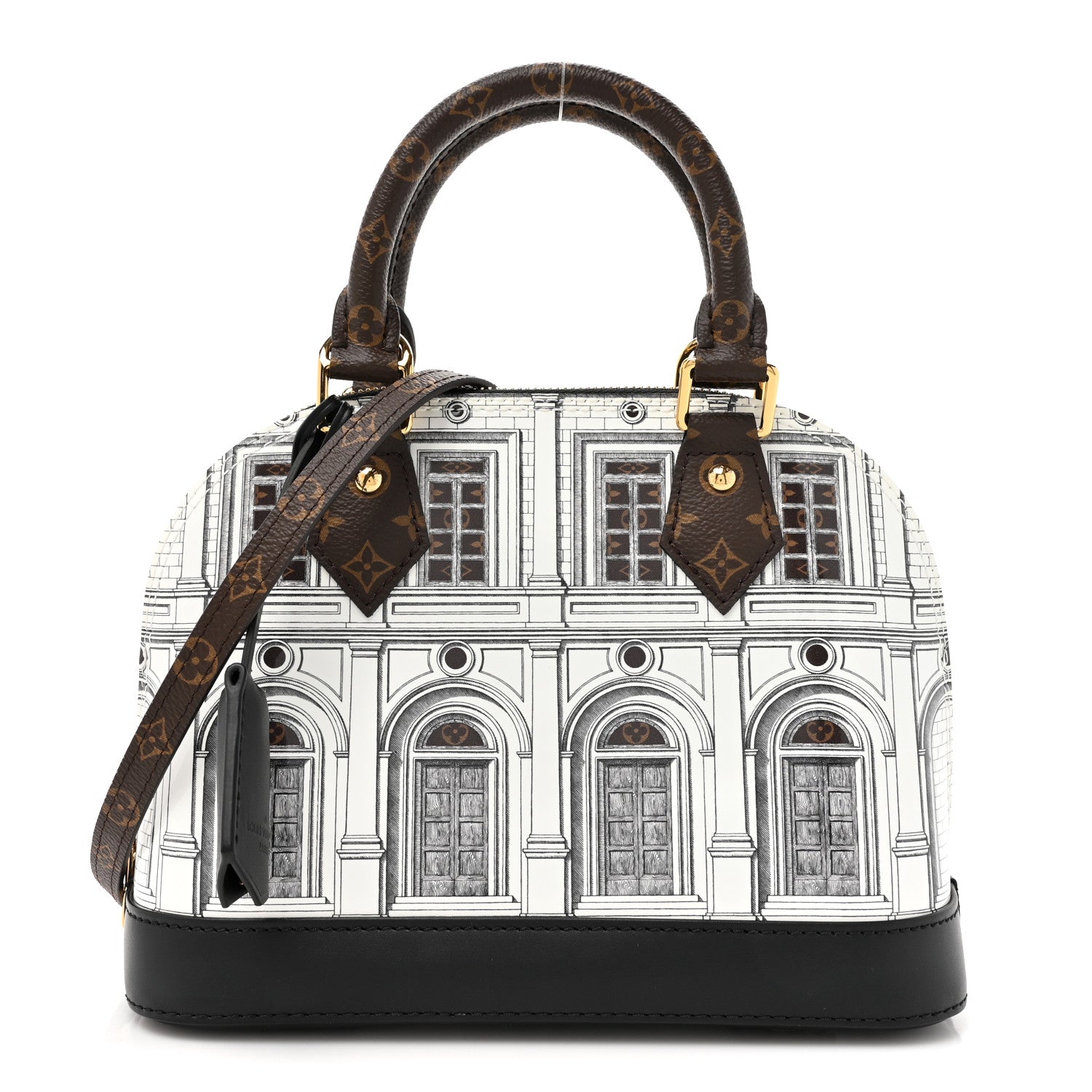 Louis Vuitton X FORNASETTI Calfskin Architettura Alma BB Black White 1 of 10
