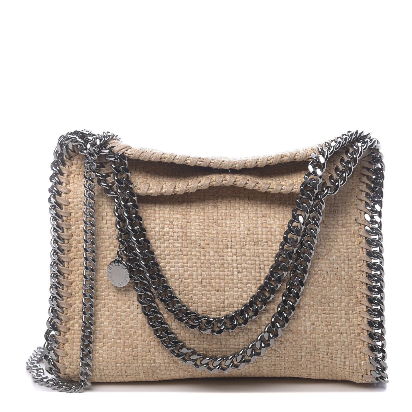 Raffia Mini Falabella Fold Over Tote Natural