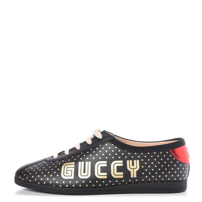 Gucci X SEGA Calfskin GUCCY Stars Womens Falacer Sneakers 40 Black 1 of 10
