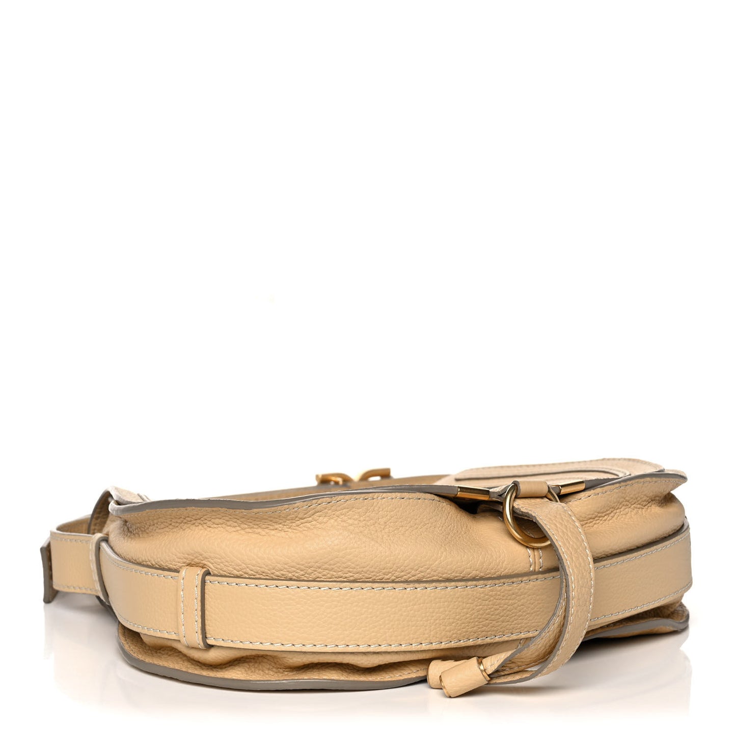 Grained Calfskin Medium Marcie Saddle Bag Cork Beige