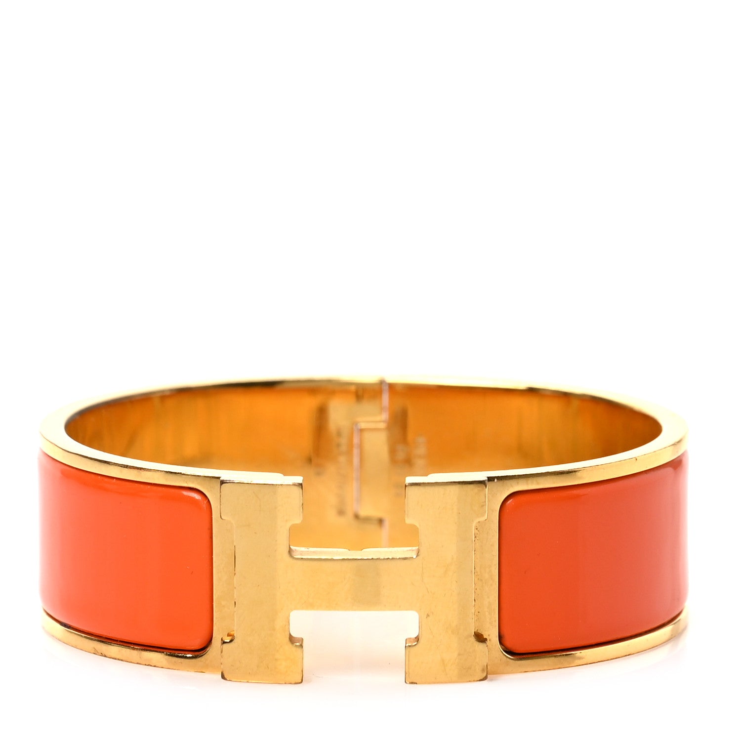 Hermes Enamel Wide Clic Clac H Bracelet GM Orange 1 of 4