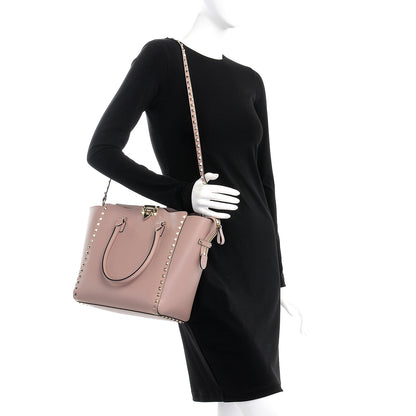 Valentino Garavani Vitello Rockstud Double Handle Tote Poudre 2 of 10