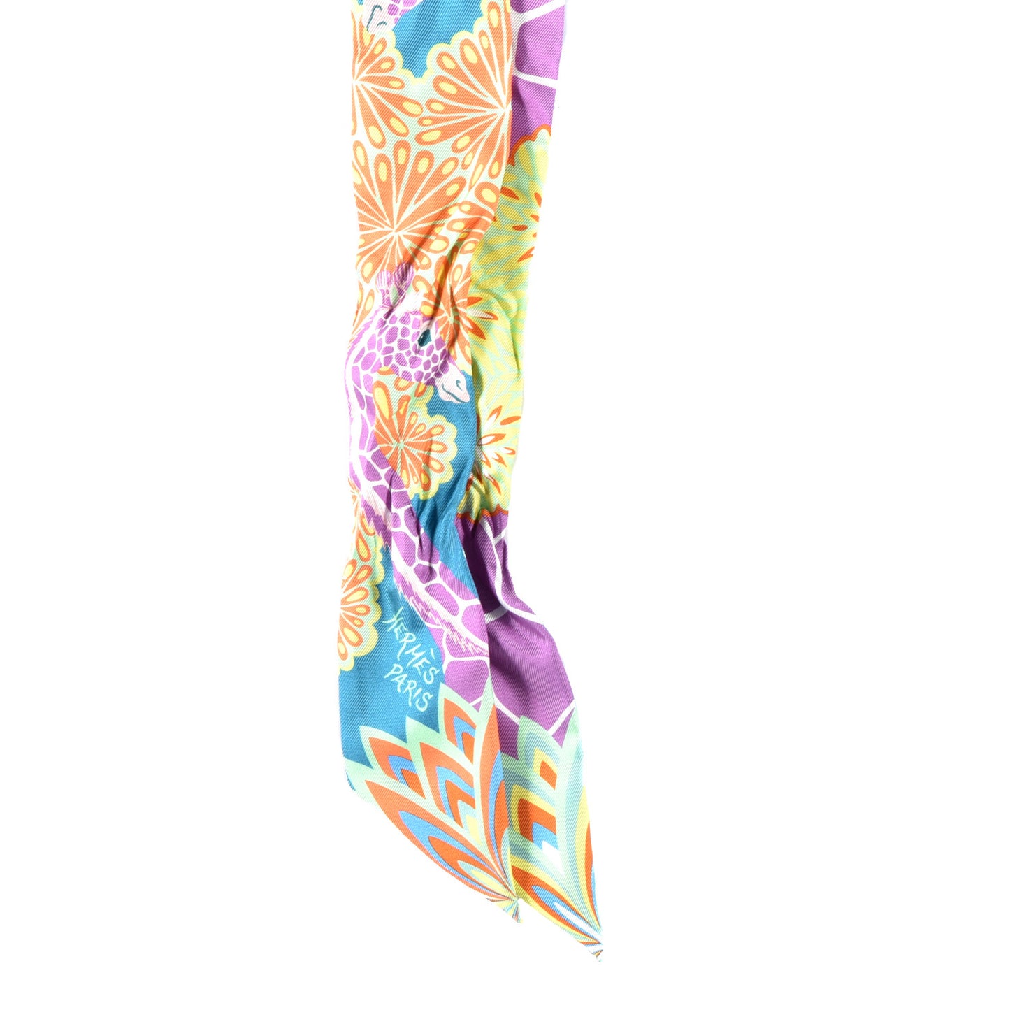 Silk The Three Graces Twilly Canard Mauve Jaune Fluo