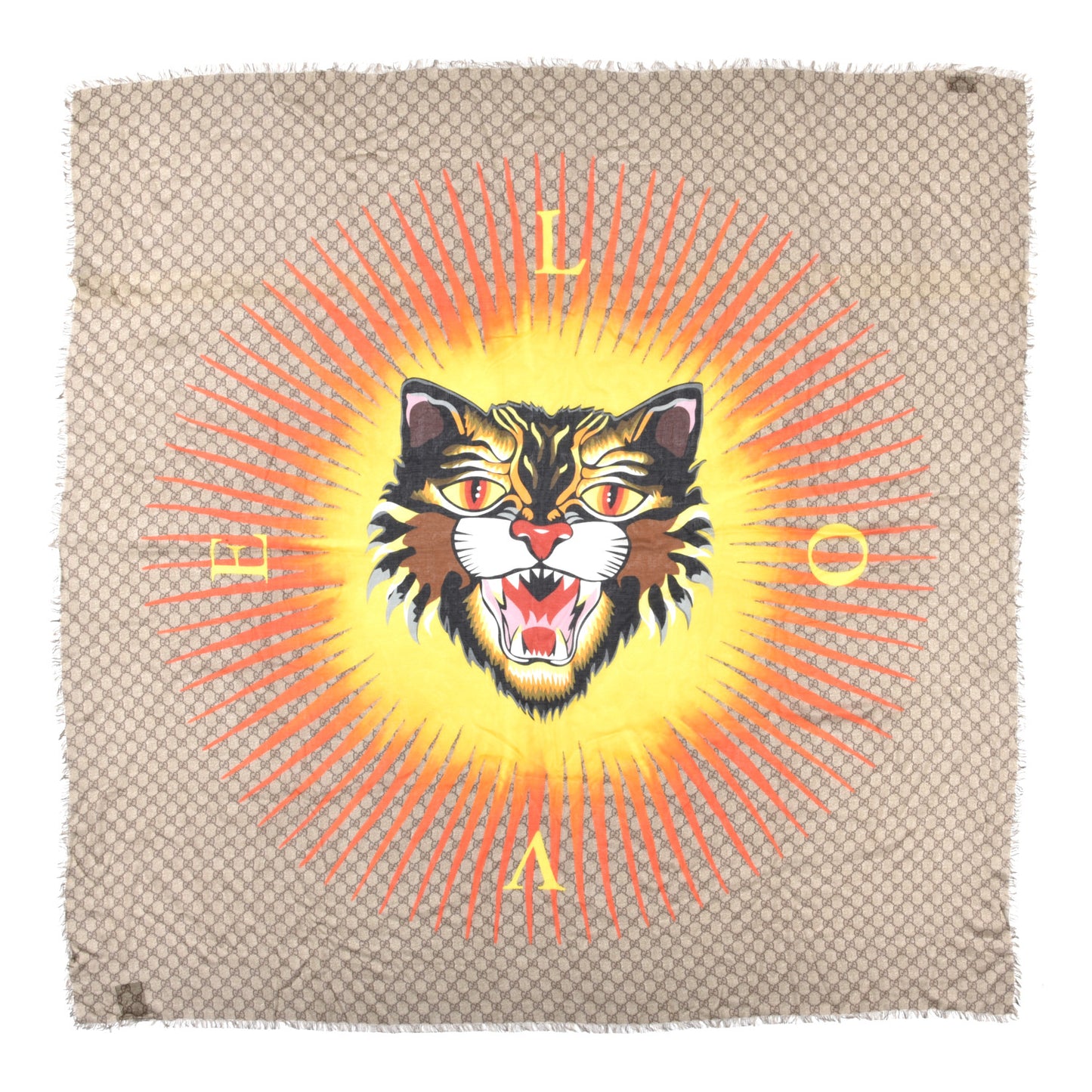 Silk GG Monogram Angry Cat Shawl