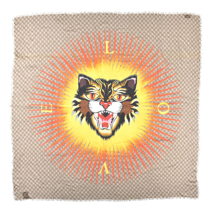 Gucci Silk GG Monogram Angry Cat Shawl 1 of 4
