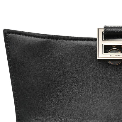 Balenciaga Grained Calfskin Small Hourglass Top Handle Bag Black 7 of 8