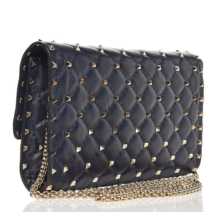 Valentino Garavani Nappa Rockstud Spike Wallet on Chain Marine 3 of 7