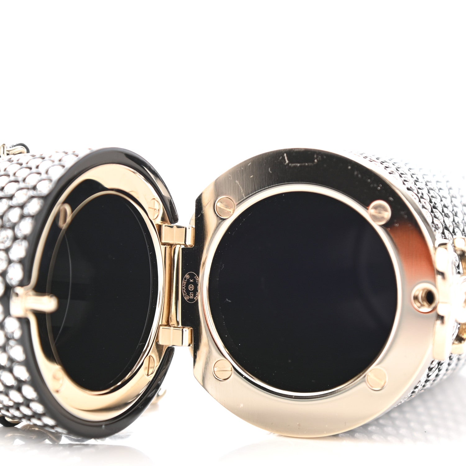 Chanel Metal Resin Lambskin Crystal Lipstick Case Long Necklace On Chain Silver Black Gold 5 of 6