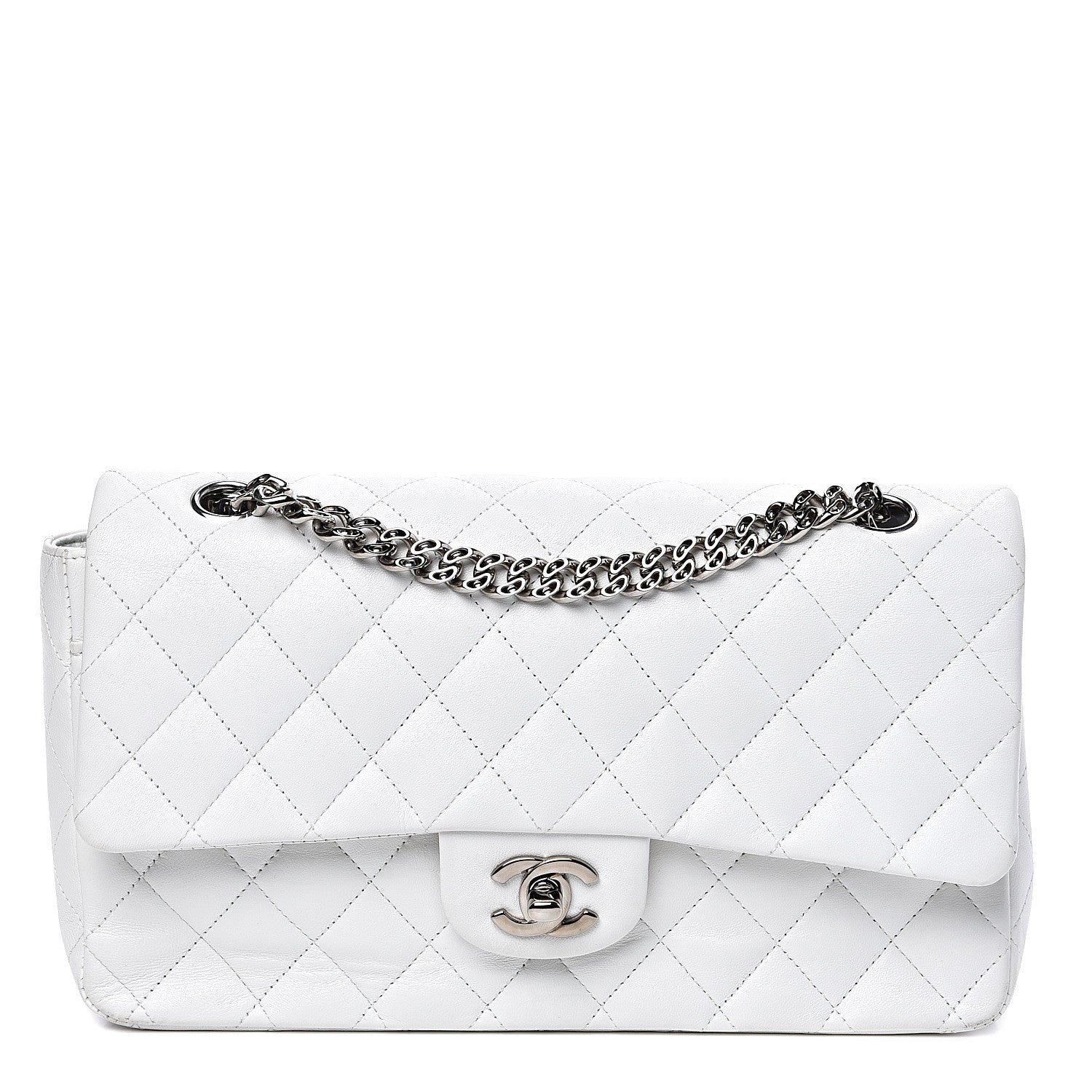 Chanel Lambskin Quilted Medium Single Flap White 1 of 12