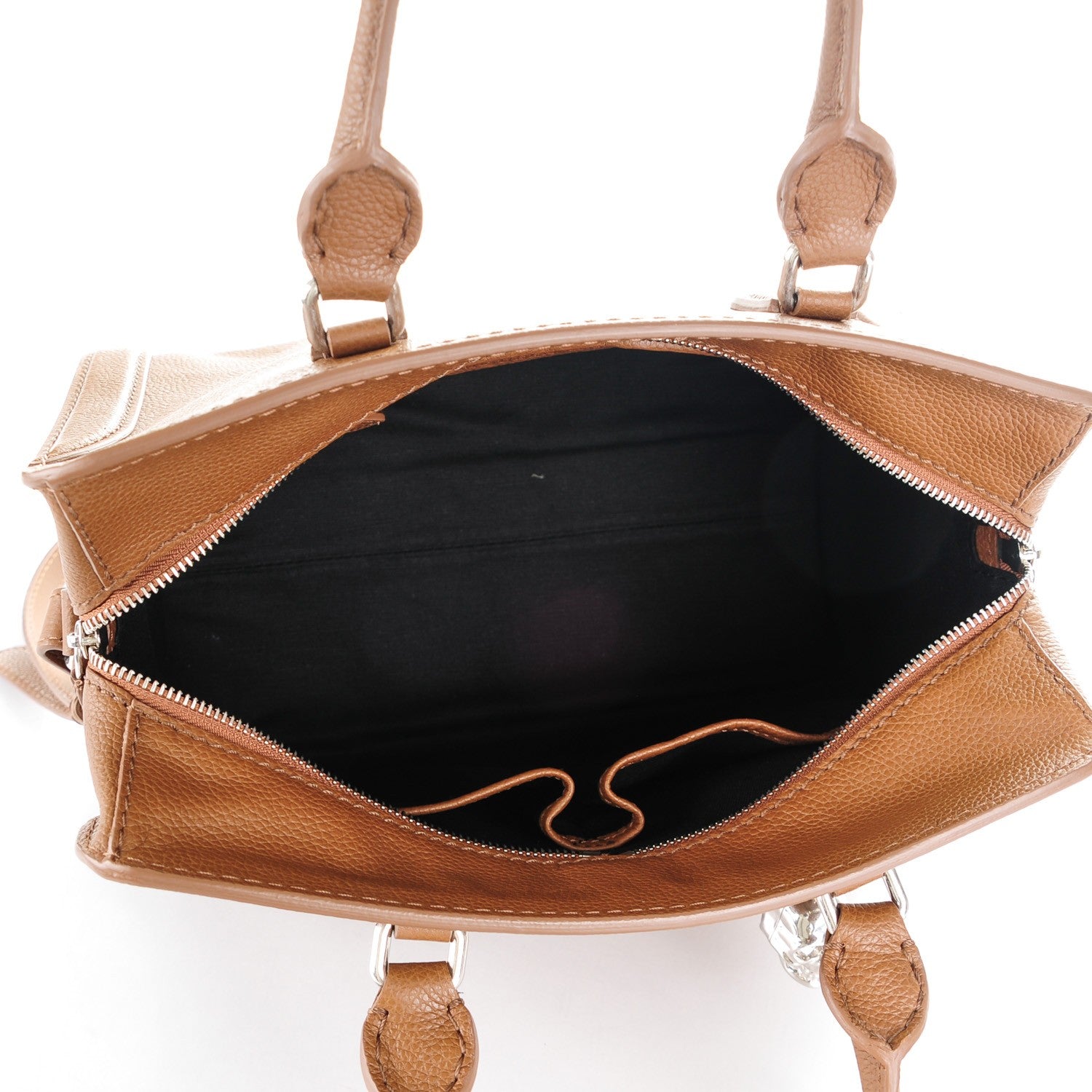Alexander McQueen Pebbled Calfskin Small Skull Padlock Zip Around Tote Cognac 5 of 7