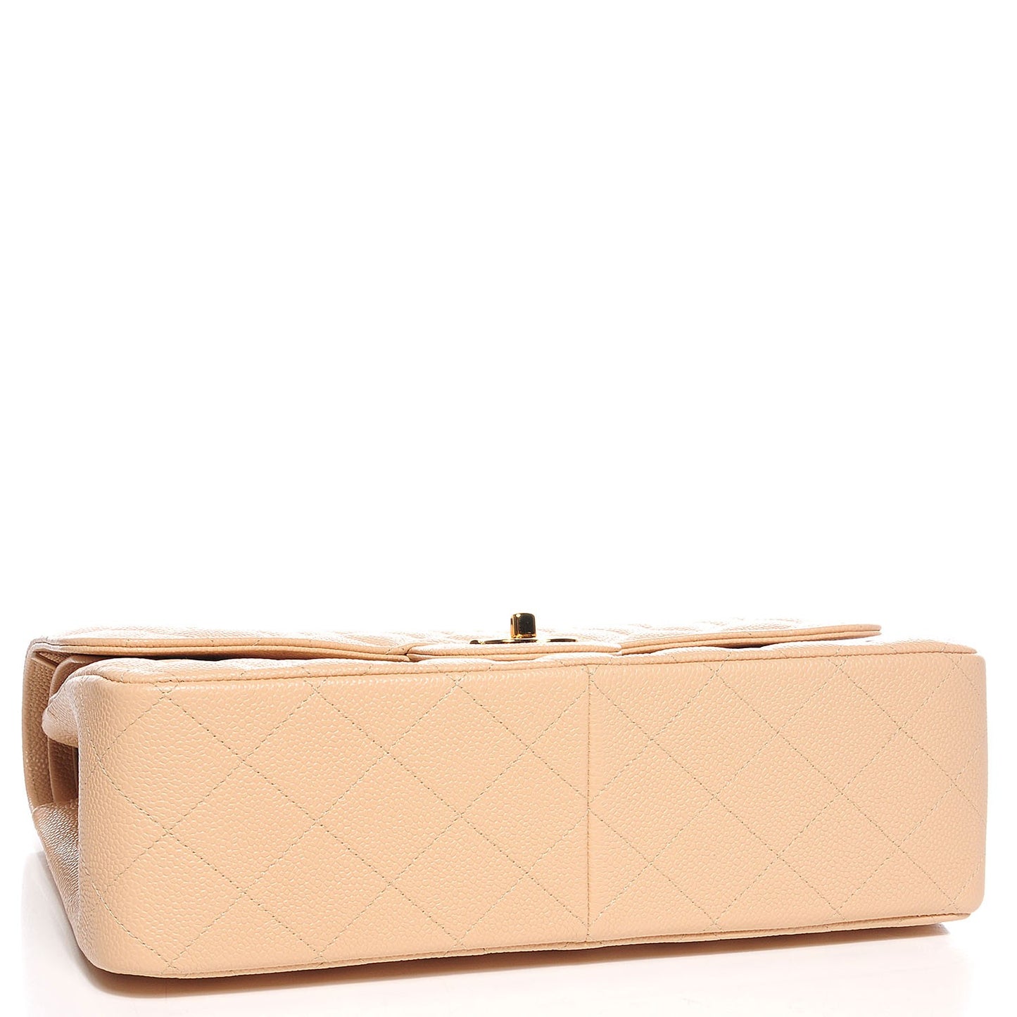 Caviar Quilted Jumbo Double Flap Beige Clair