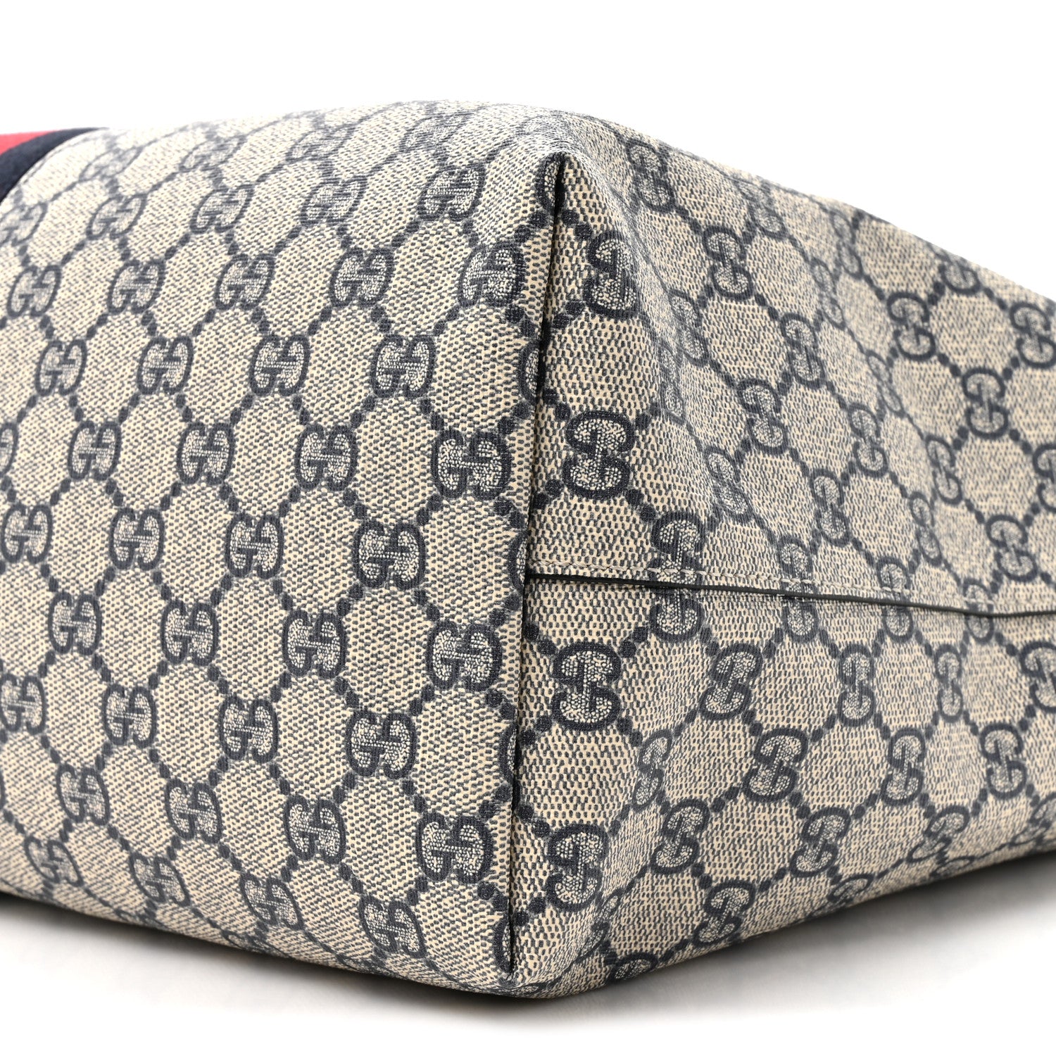 Gucci GG Supreme Monogram Textured Calfskin Web Medium Ophidia Shopping Tote Beige Blue 9 of 11
