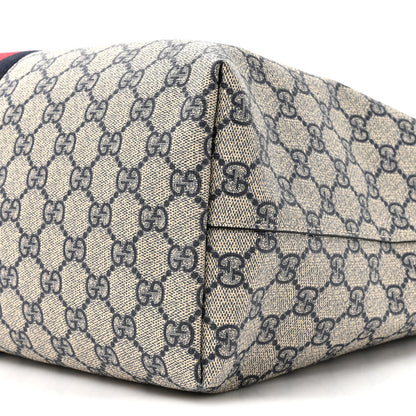 Gucci GG Supreme Monogram Textured Calfskin Web Medium Ophidia Shopping Tote Beige Blue 9 of 11