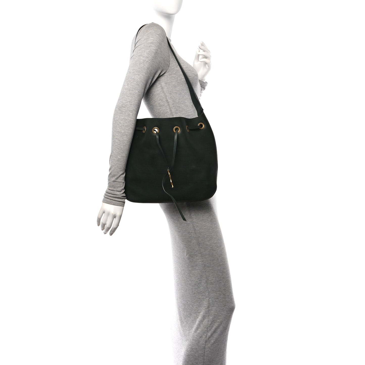 Calfskin Medium Paris VII Flat Hobo New Vert Fonce