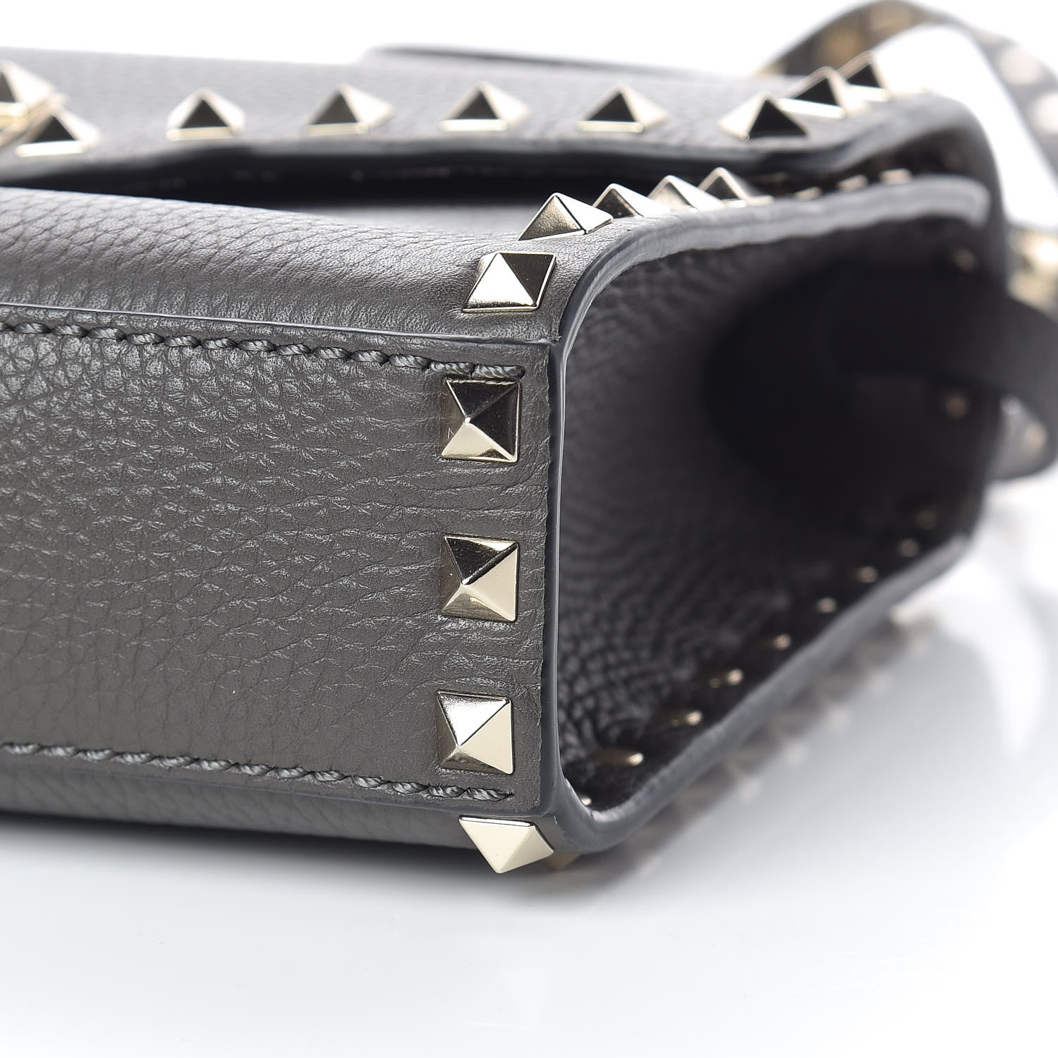 Valentino Garavani Pebbled Calfskin Medium Rockstud Flip Lock Crossbody Bag Graphite 9 of 9
