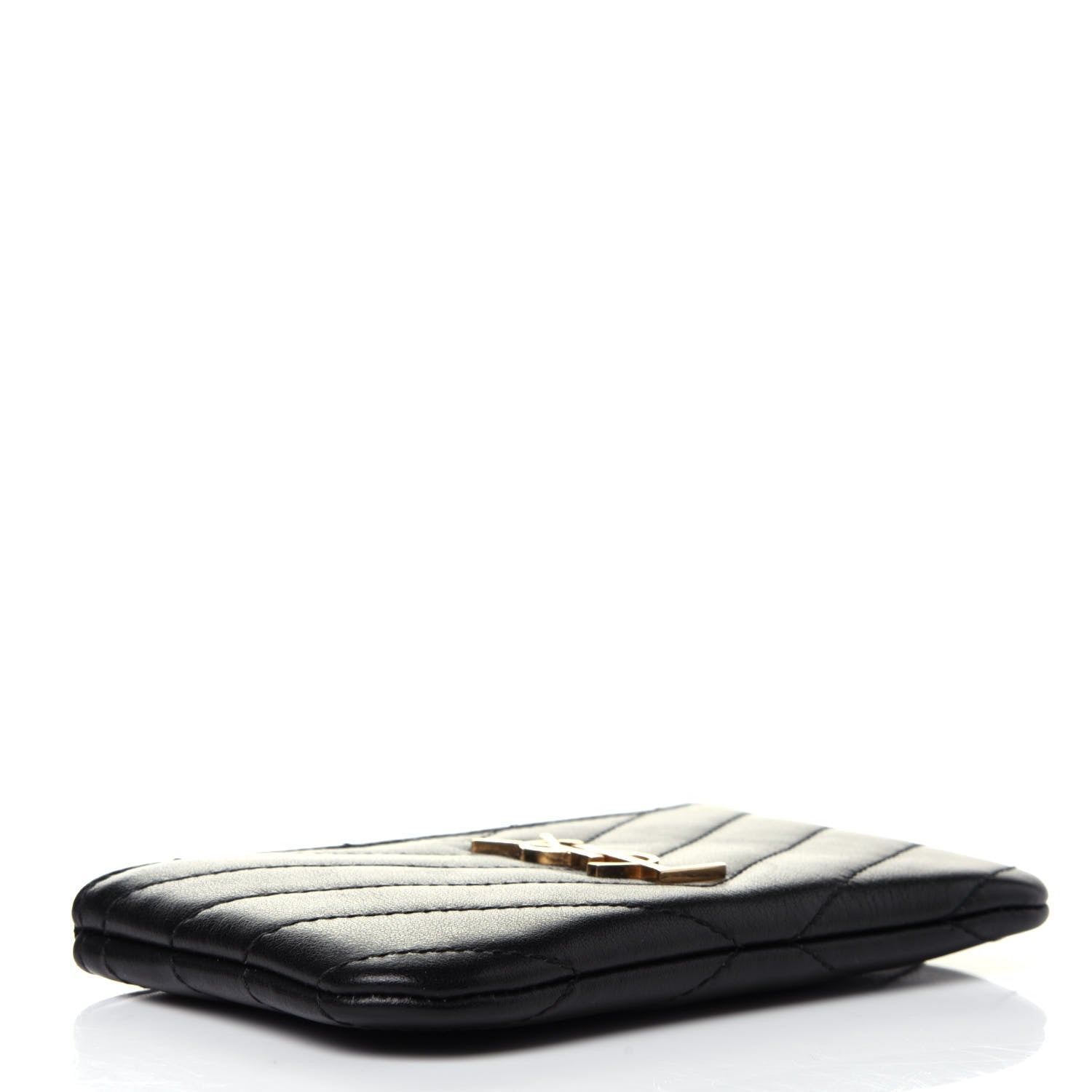 Saint Laurent Calfskin Matelasse Monogram Key Pouch Black 3 of 4