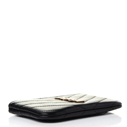 Saint Laurent Calfskin Matelasse Monogram Key Pouch Black 3 of 4