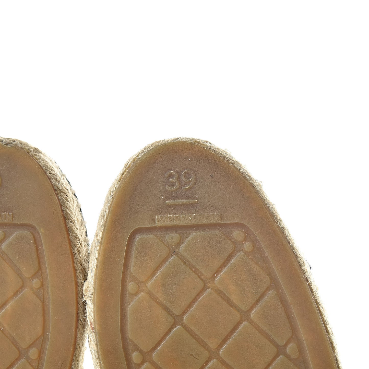 Metallic Calfskin Grosgrain CC Espadrilles 39 Ivory Black