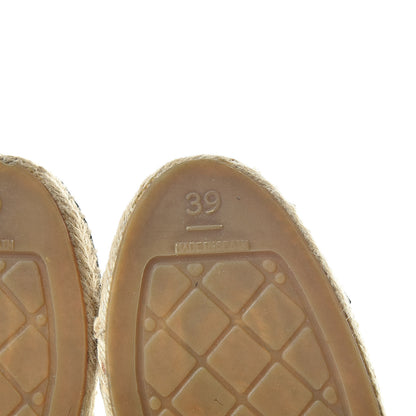 Chanel Metallic Calfskin Grosgrain CC Espadrilles 39 Ivory Black 8 of 13