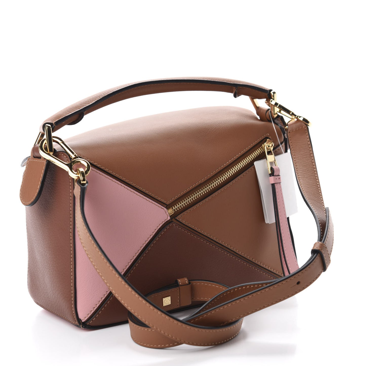Calfskin Small Puzzle Bag Tan Medium Pink
