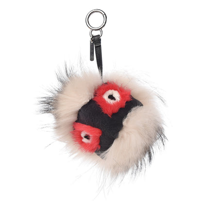 Fendi Mink Fox Rabbit Fur Vitello Flamingo Kurioso Monster Bag Bug Charm Beige Multicolor Black 1 of 4