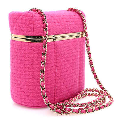 Chanel Tweed Quilted Small Vanity Case Fuchsia 3 of 10