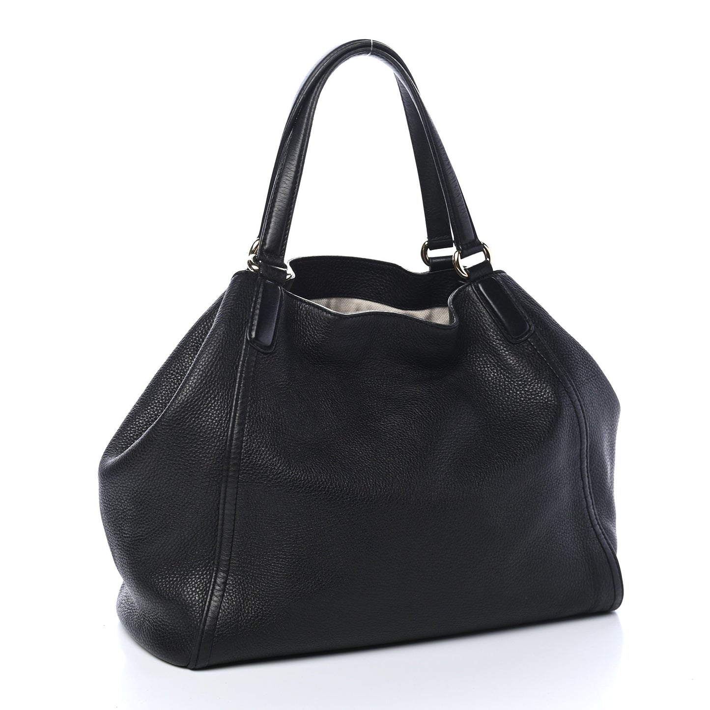Pebbled Calfskin Medium Soho Shoulder Bag Black