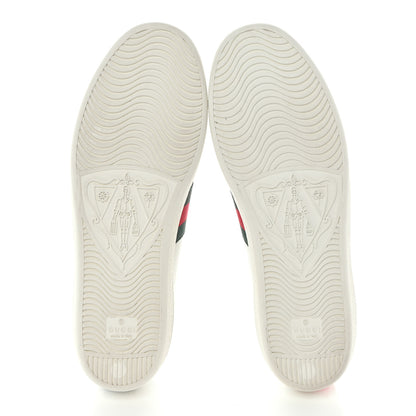Gucci Calfskin Ayers Bee Embroidered Womens Ace Sneakers 41 White Green 5 of 10