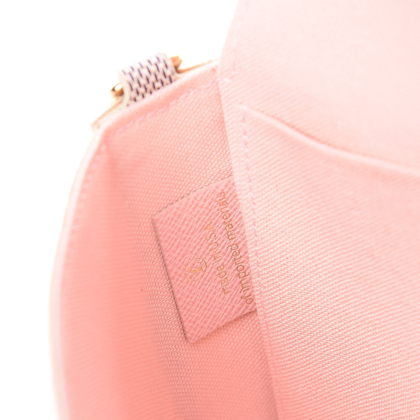 Damier Azur Pochette Felicie Chain Wallet Rose Ballerine