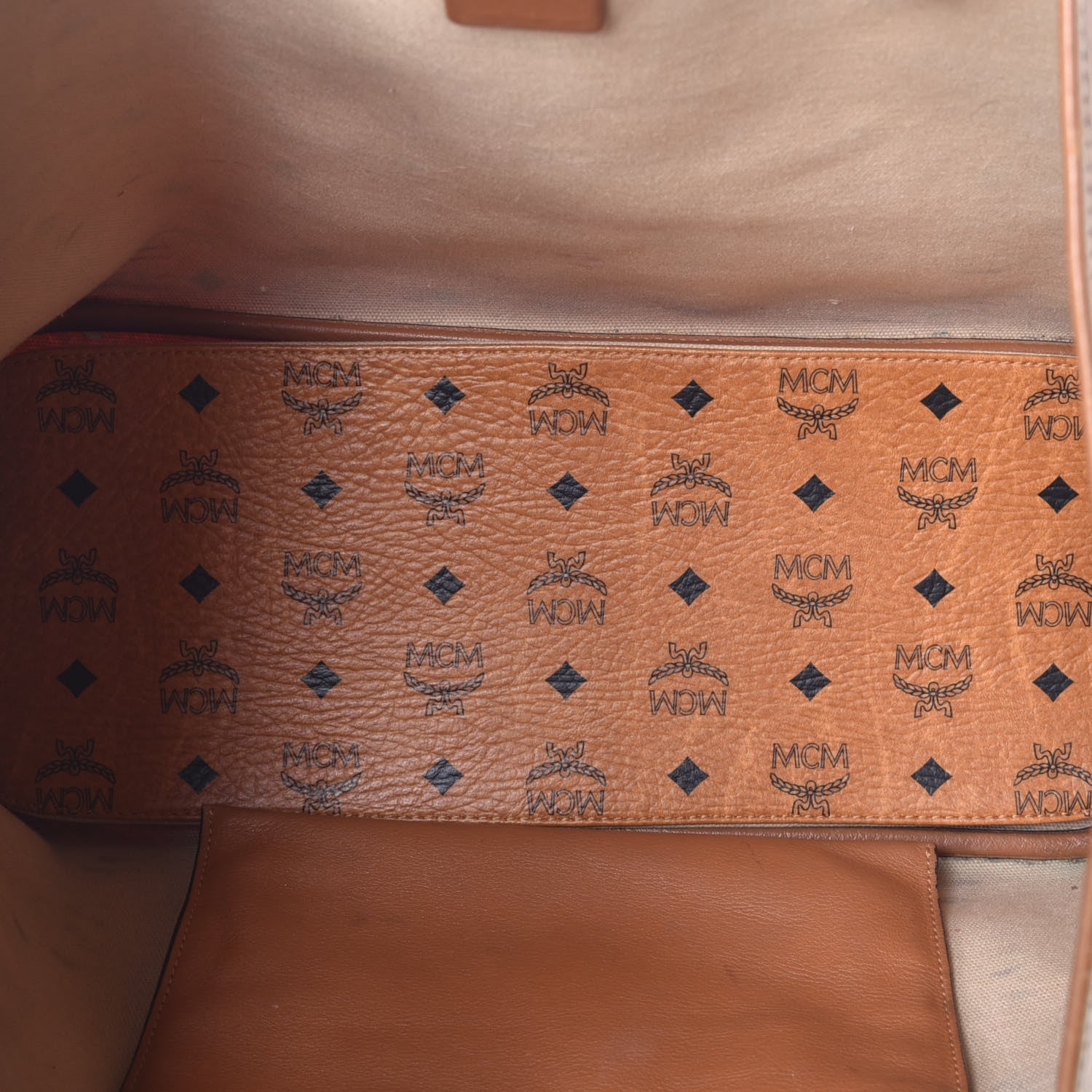 MCM Visetos Shopper Tote Cognac 9 of 15