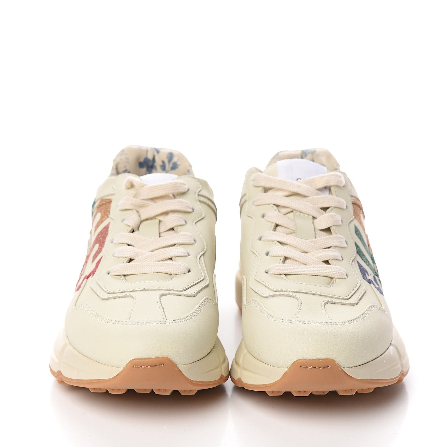 Gucci Calfskin Glitter Game Logo Womens Rhyton Sneakers 36 Mystic White 2 of 12