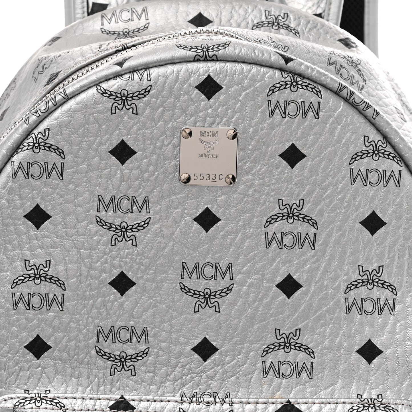 Metallic Visetos Medium Side Stud Stark Backpack Berlin Silver