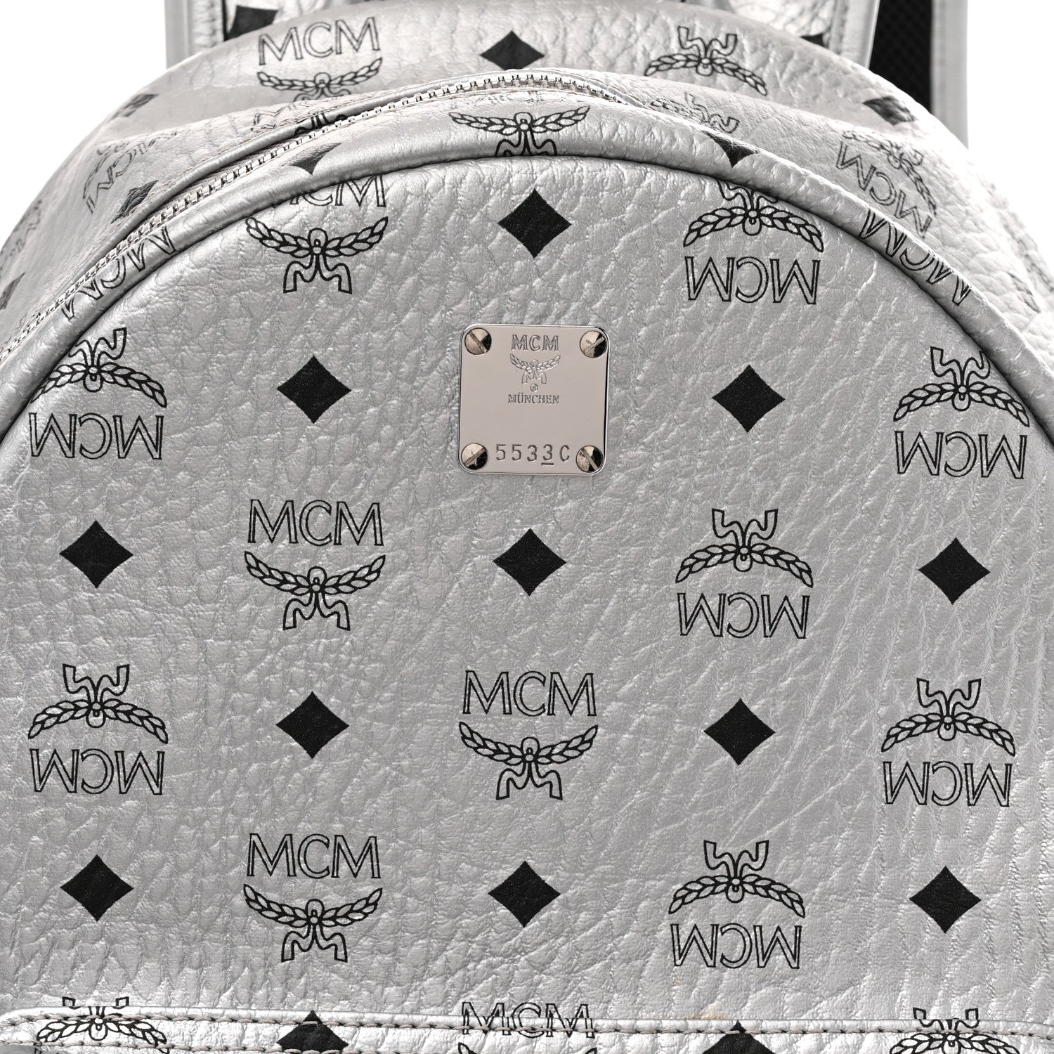 MCM Metallic Visetos Medium Side Stud Stark Backpack Berlin Silver 7 of 14