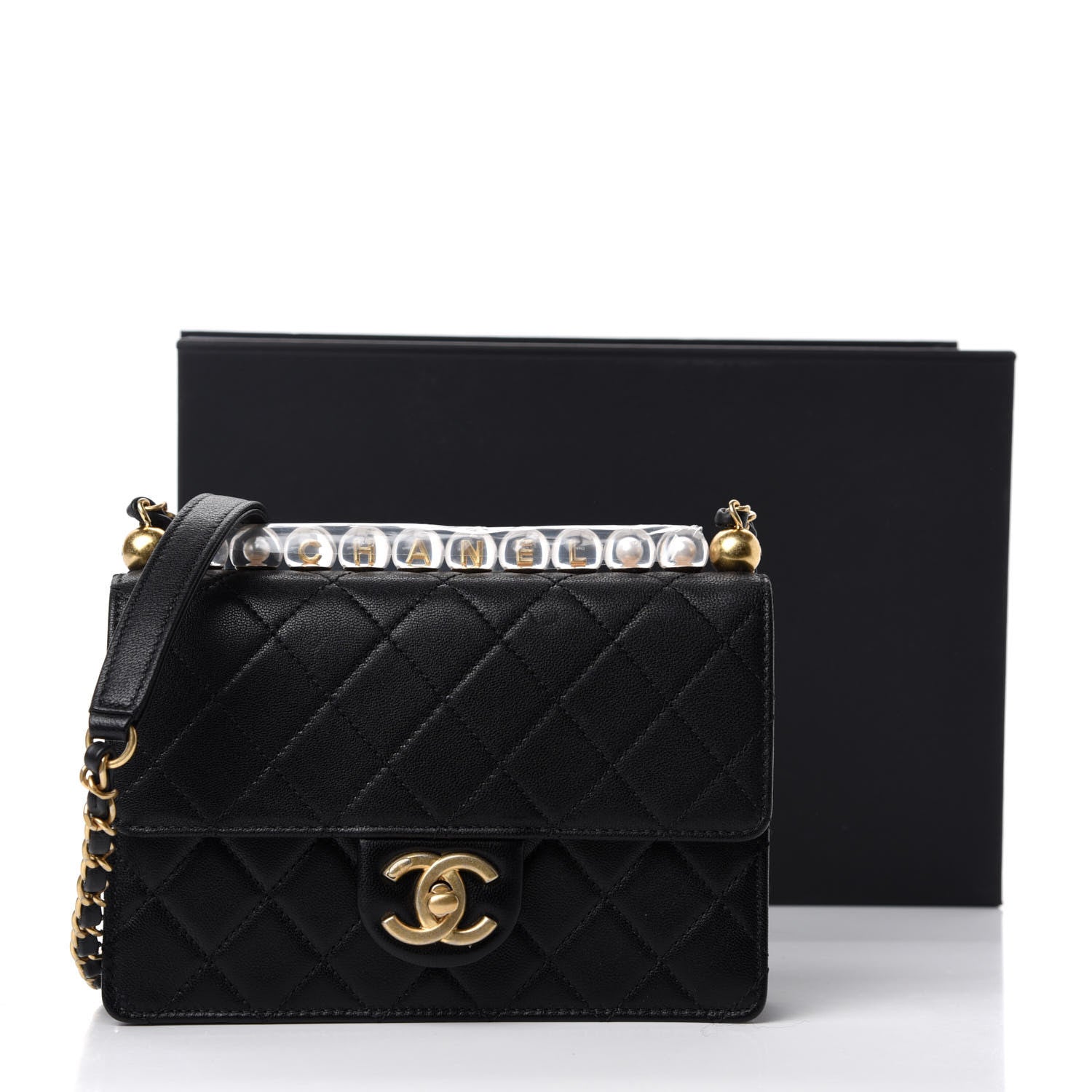 Chanel Lambskin Quilted Small Chic Pearls Flap Black 11 of 11