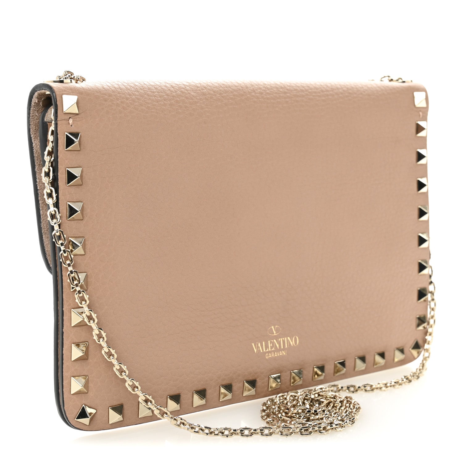 Valentino Garavani Grainy Calfskin Rockstud Chain Pouch Rose Cannelle 3 of 10