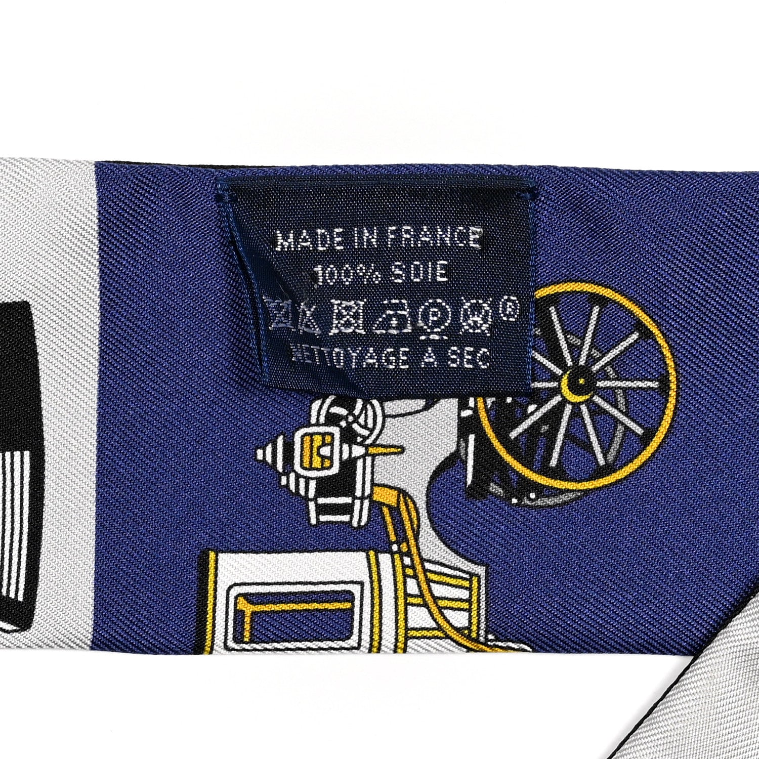 Hermes Silk Les Voitures Exquises Twilly Marine Gris Gold 5 of 5