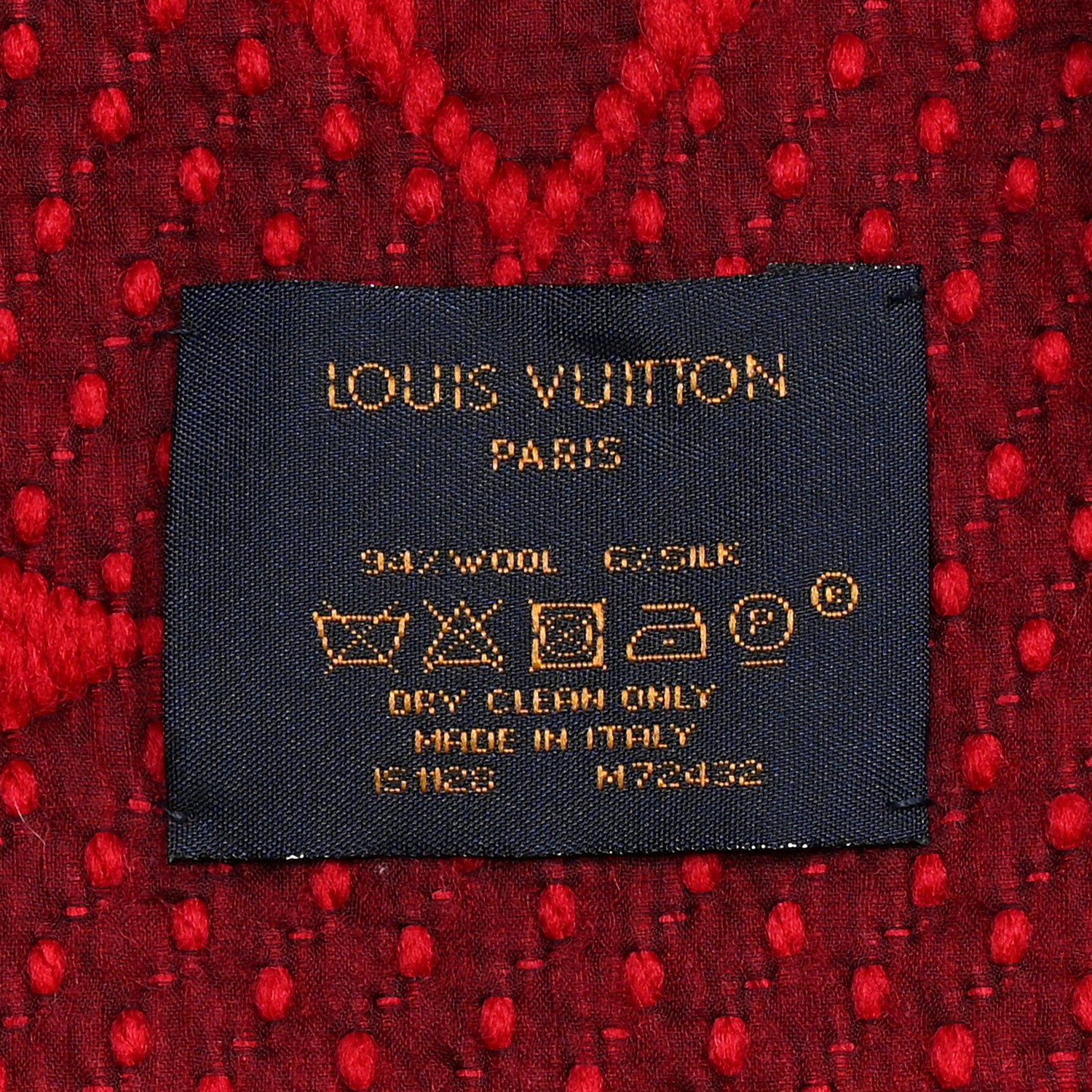 Louis Vuitton Wool Silk Logomania Scarf Rubis 3 of 3