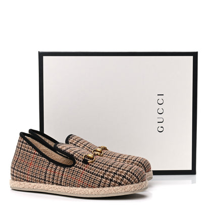 Gucci Wool Tweed Plaid Houndstooth Mens Fria Horsebit Loafers 8 Mahogany Black 8 of 8
