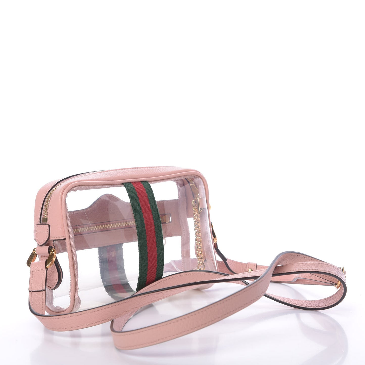 Vinyl Web Mini Ophidia Transparent Shoulder Bag Perfect Pink