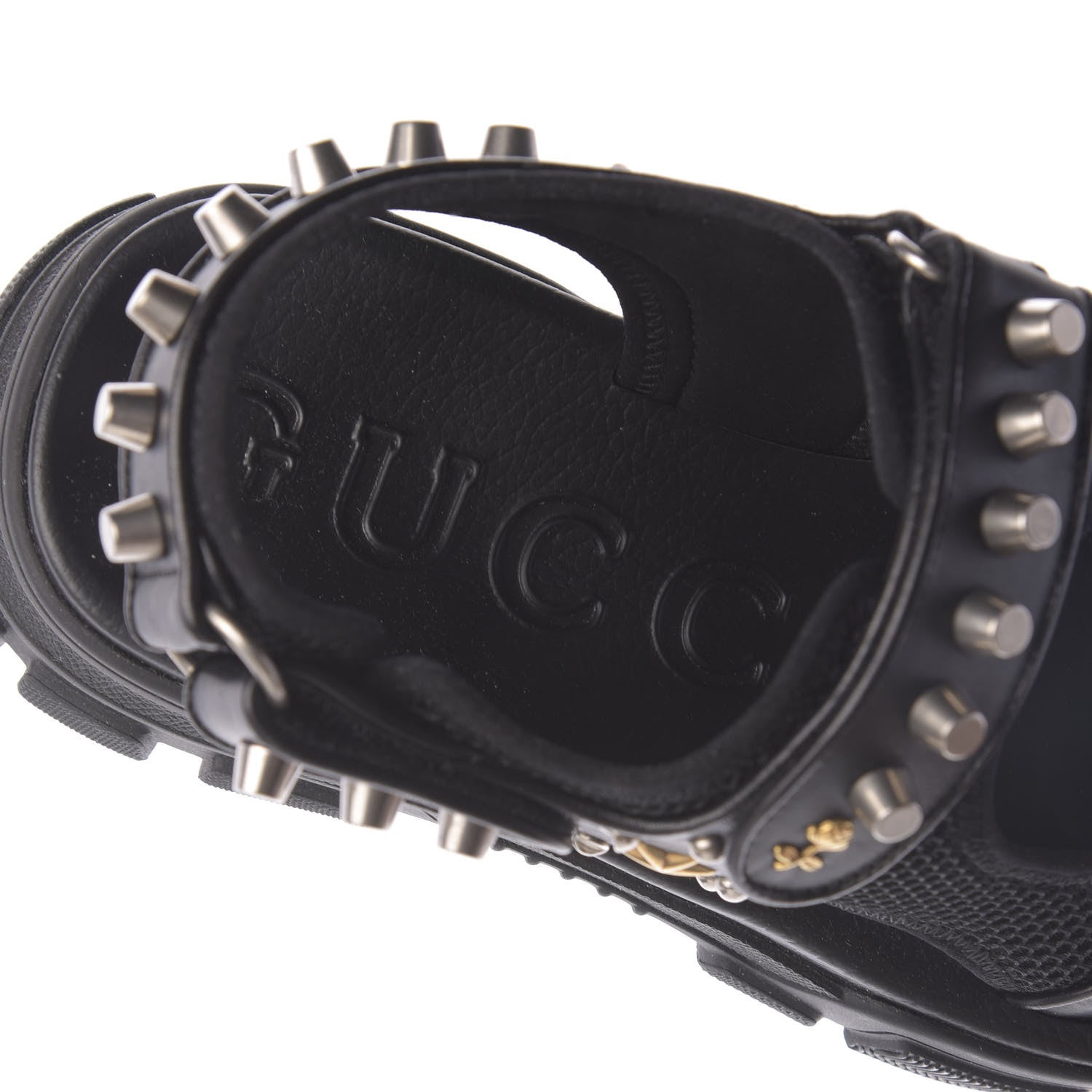 Gucci Nappa Mesh Studded Mens Aguru Sandals 8 Black 8 of 10