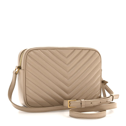 Saint Laurent Calfskin Matelasse Monogram Lou Camera Bag Dark Beige 3 of 13