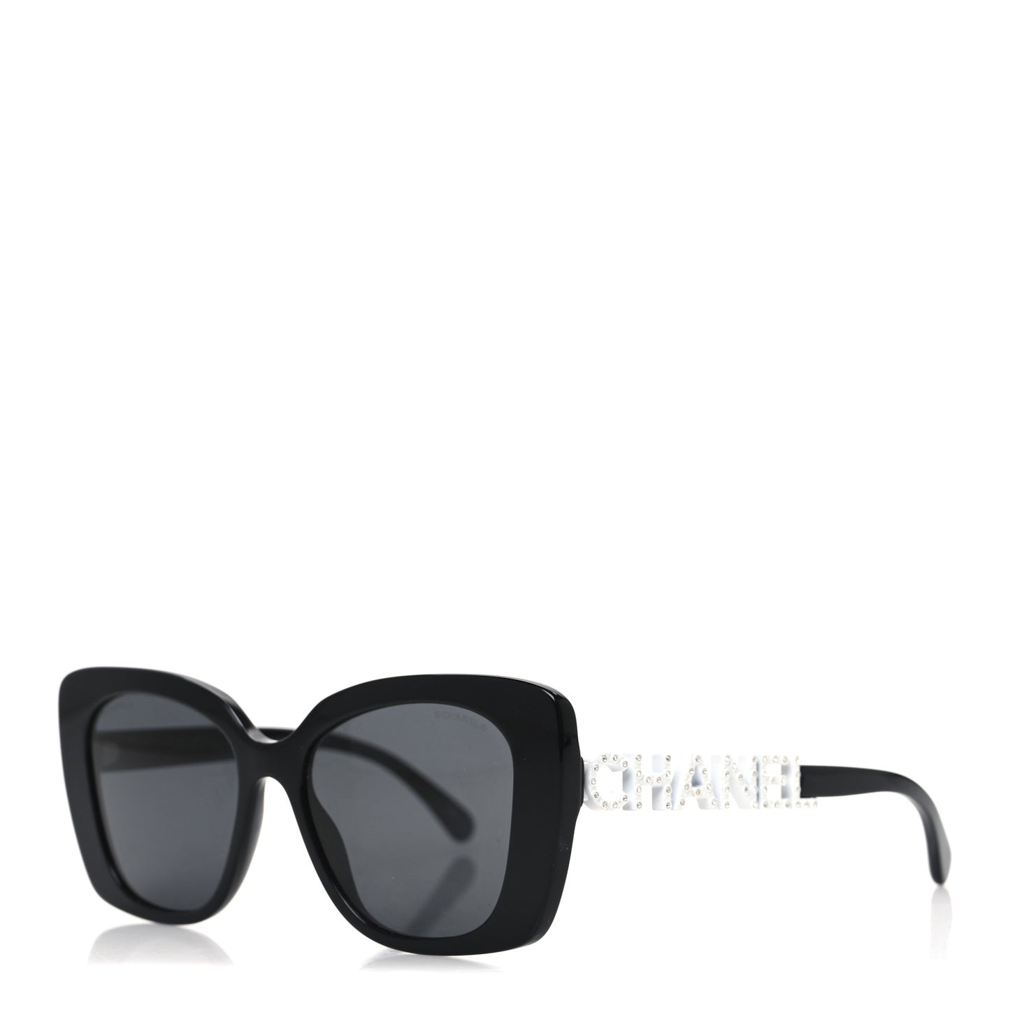 Acetate Strass Square Sunglasses 5422-B Black White